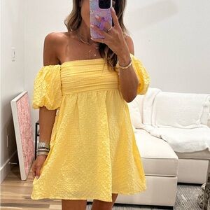 Emerson Yellow Off-Shoulder Romper Dress
